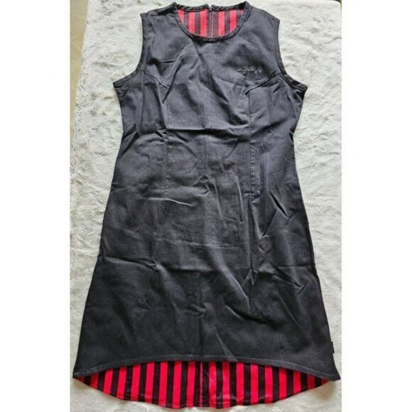 Vintage Emily the Strange Dress, Sleeveless, Red Stripes, Black, Large - Picture 4 of 6